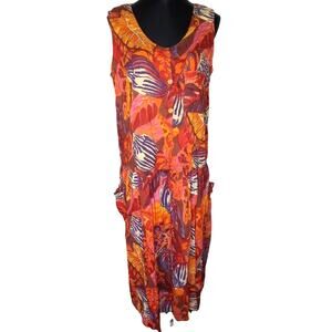 Adrian Jordan Vintage Multi-Color Drop Waist Summer Dress - 18/20